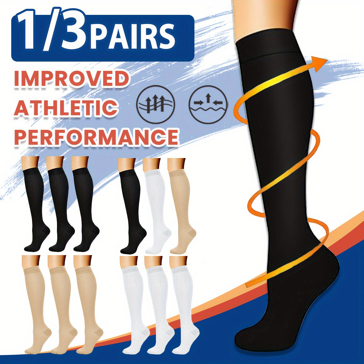Copper Compression Socks for Nurses Running Hiking