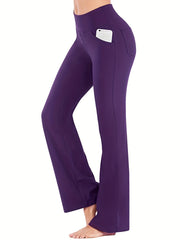 Women's High Waisted Bootcut Leggings with Pockets - Flared Yoga Pants