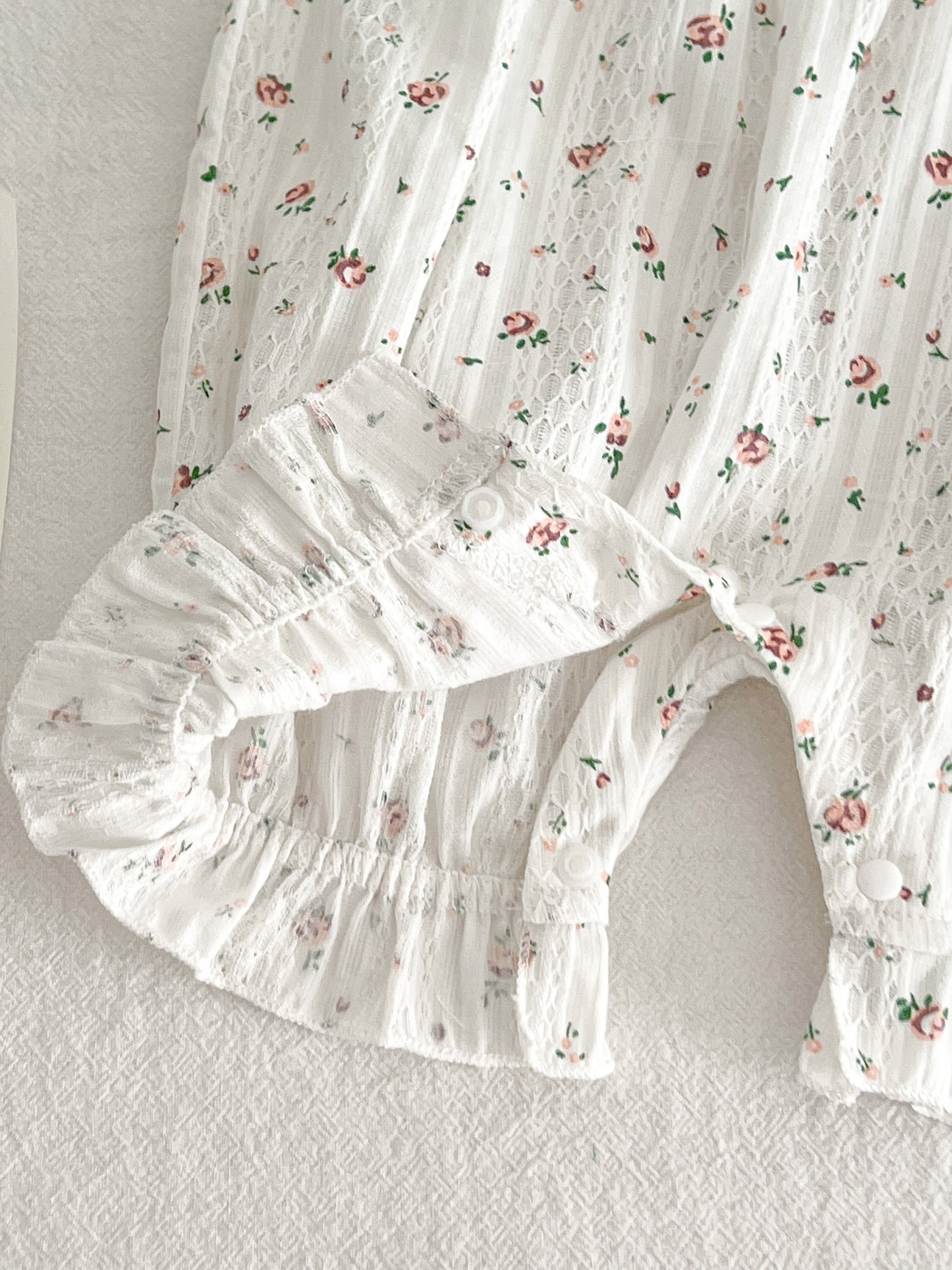 Baby Girls Floral Romper Ruffle Sleeves Summer Rompers
