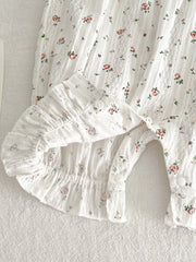 Baby Girls Floral Romper Ruffle Sleeves Summer Rompers