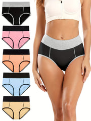 Women's Plus Size Panties Set High Waisted Double Layered Briefs Five Piece Set