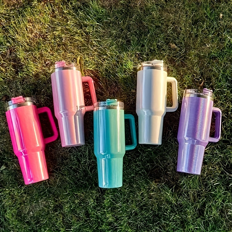 40oz Stainless Steel Insulated Water Bottle with Handle - Leakproof Straw Cup