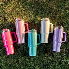 40oz Stainless Steel Insulated Water Bottle with Handle - Leakproof Straw Cup