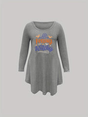 Witch Hat Print Nightdress Long Sleeve Tee Sleep Dress