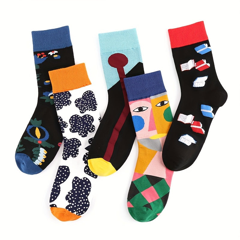 Funny Cartoon Print Mid Tube Socks for Women