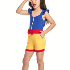 Toddler Girls Ruffle Trim Bow Front Rompers Jumpsuits