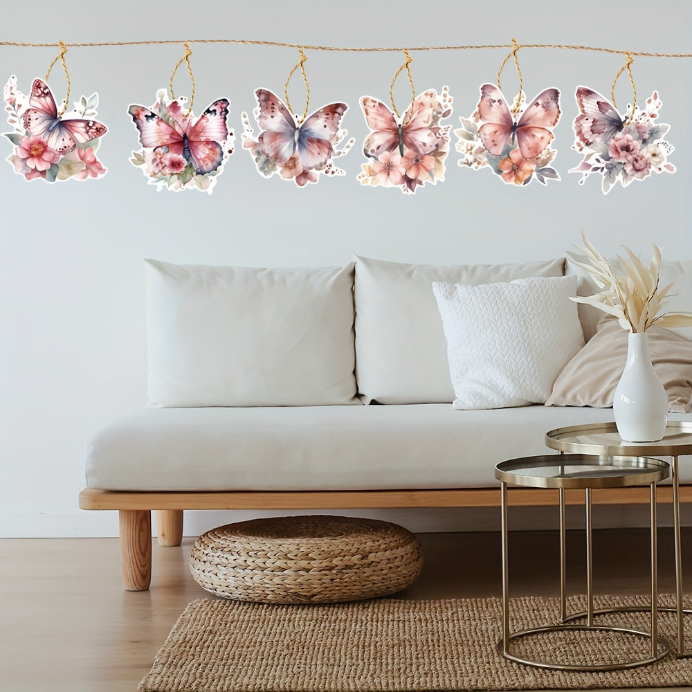 6pcs Butterfly Hanging Ornaments for Party DIY Craft Decor