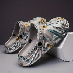 Men's Flag Graphic Print Clog Sandals Strap Casual Outdoor Walking Shoes