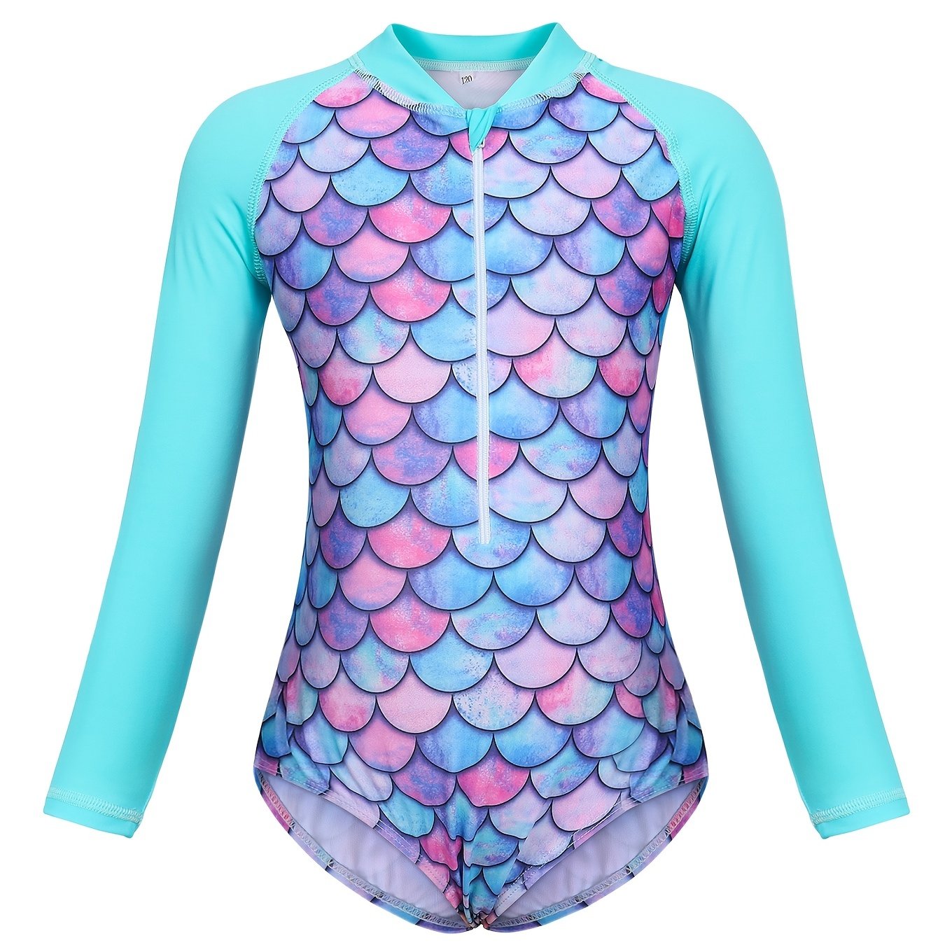 Toddler Girls Fish Scales Long Sleeve One Piece Swimsuit