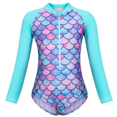 Toddler Girls Fish Scales Long Sleeve One Piece Swimsuit