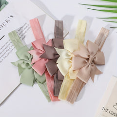 5 Pack of Bowknot Hairbands for Baby Girls - 16 Solid Nylon Headbands