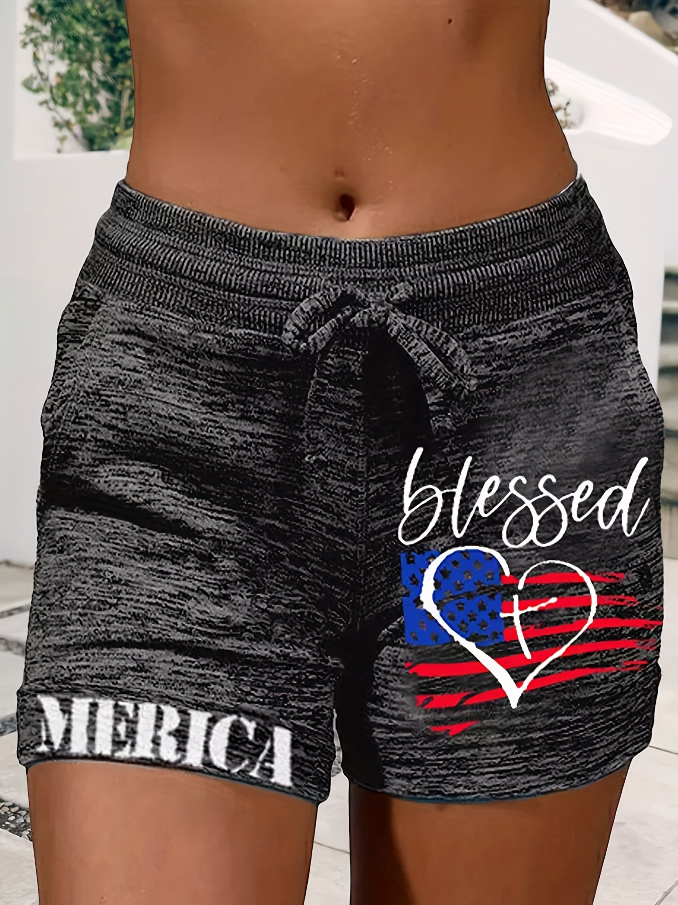 Print Drawstring Shorts for Women