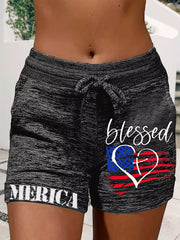 Print Drawstring Shorts for Women