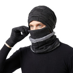 European/American Fleece Warm Hat Halter Mask Gloves Set
