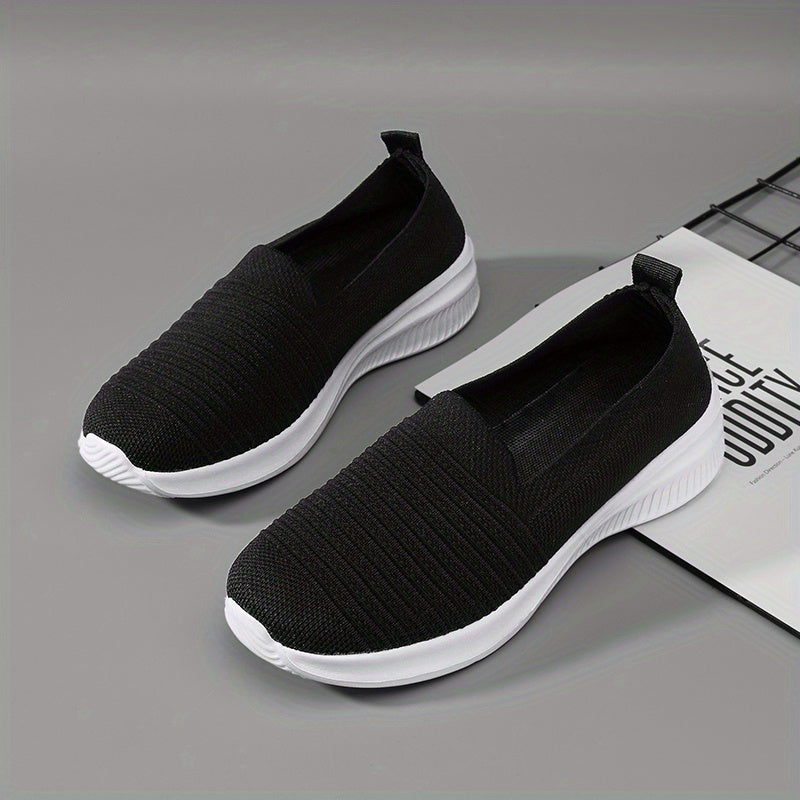 Women's Lightweight Slip On Outdoor Shoes Breathable Flying Woven Sneakers