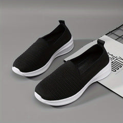 Women's Lightweight Slip On Outdoor Shoes Breathable Flying Woven Sneakers