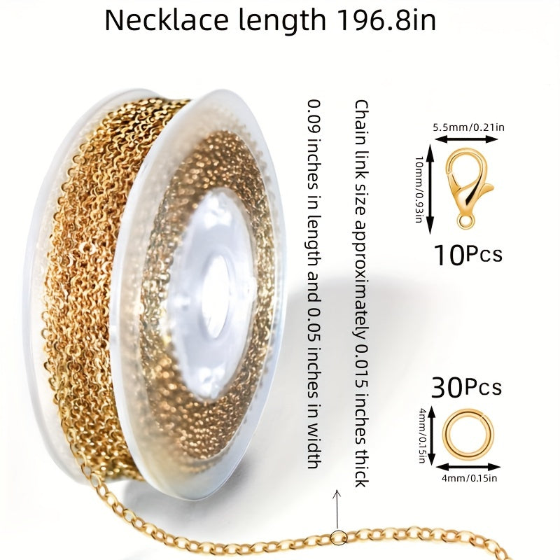 16.4" Golden Stainless Steel Chain 2mm for DIY Jewelry Making