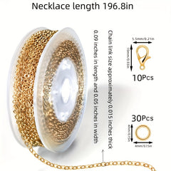 16.4" Golden Stainless Steel Chain 2mm for DIY Jewelry Making