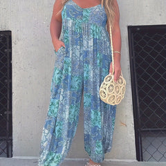Boho Plus Size V Neck Cami Jumpsuit
