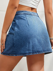High Waist Asymmetrical Denim Skirt