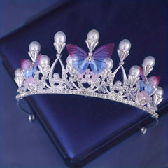 Butterfly Pearl Crown Headband Princess Costume Hair Accessories