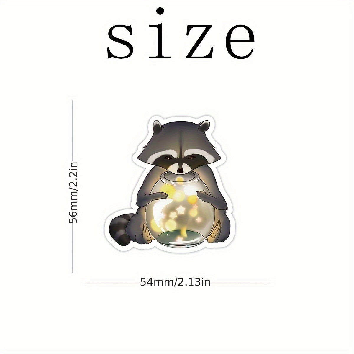 50 Cartoon Raccoon Stickers - Reusable Animal Decals