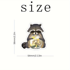 50 Cartoon Raccoon Stickers - Reusable Animal Decals