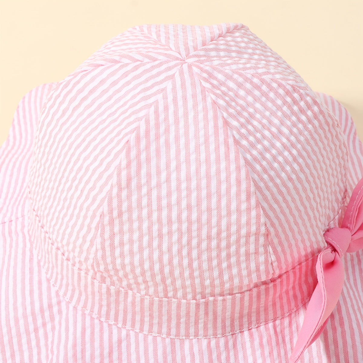 Baby Girls Bow Striped Bucket Hat Wide Brim