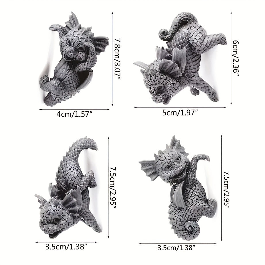 4pcs Little Dinosaurs Set Hanging Flower Pots Resin Crafts Pendant Cup Garden