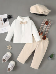 Baby Boys 2pcs Shirt With Suspender Pants Set