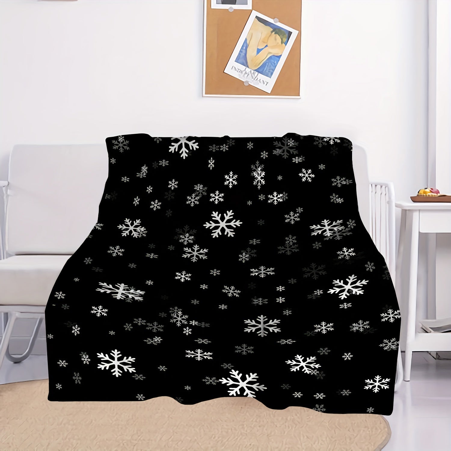 Christmas Snowflake Blanket Lightweight Flannel Sofa Bedroom Chair Winter Warm