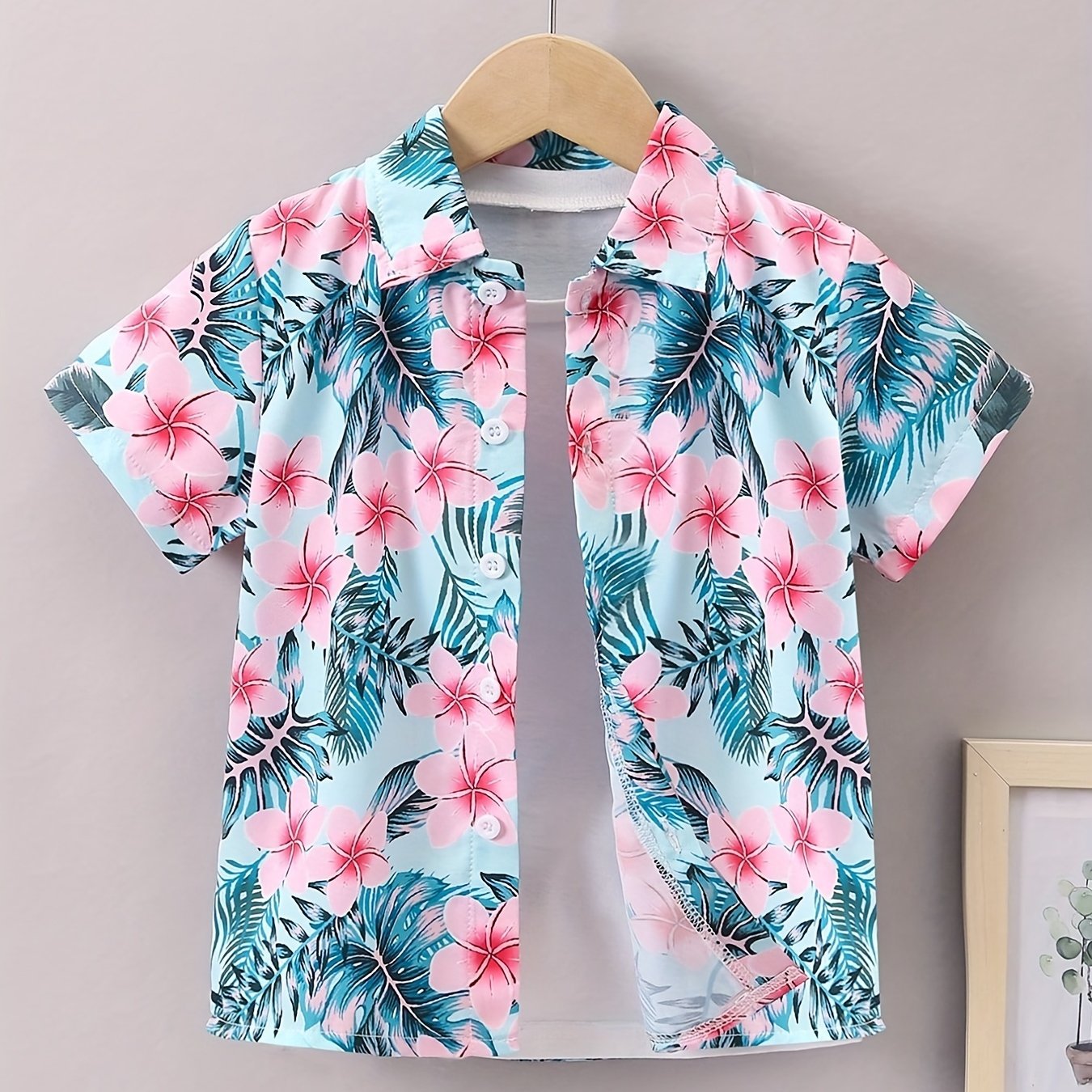 Hawaiian Tropical Leaf & Floral Print Boys Casual Shirt