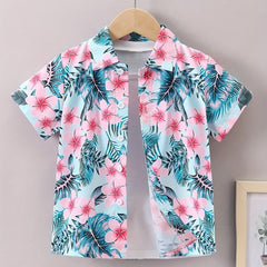 Hawaiian Tropical Leaf & Floral Print Boys Casual Shirt