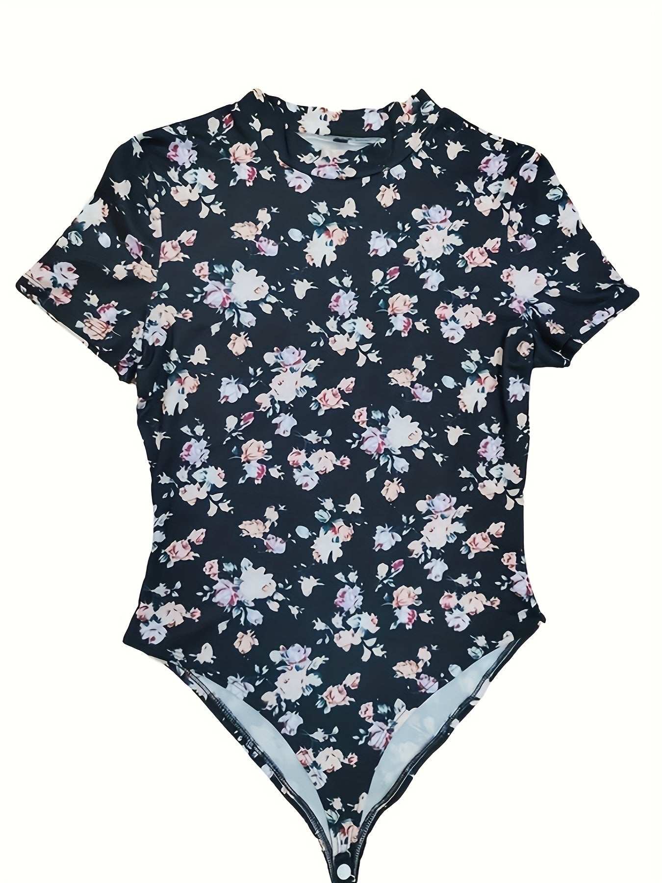Floral Print Bodysuit Short Sleeve Summer Women's Clothing