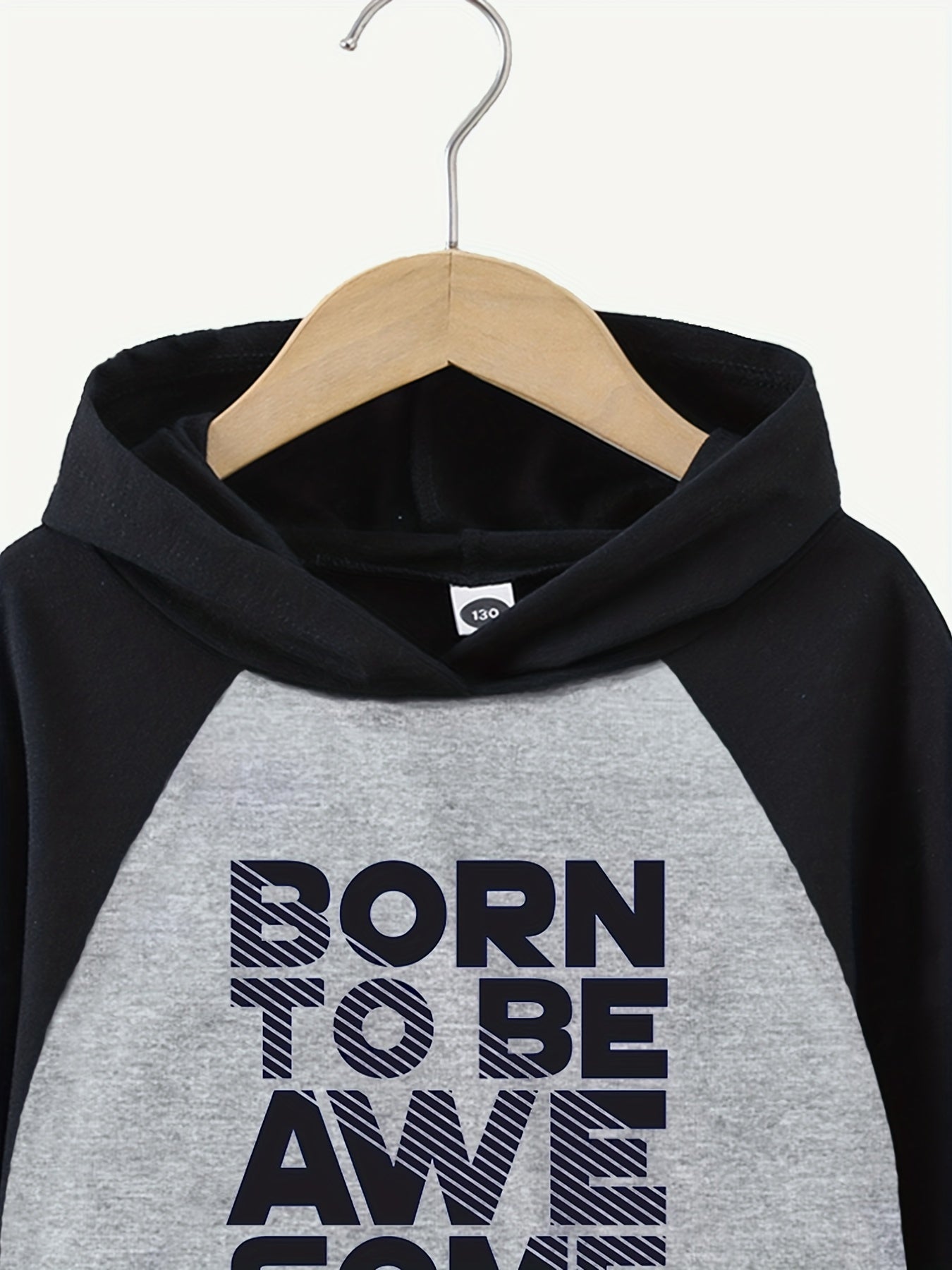 AWESOME Letter Print Boys Hooded Sweatshirt