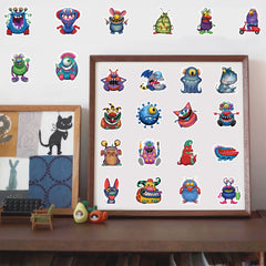 50pcs Cartoon Monster Stickers Home Wall Decorations