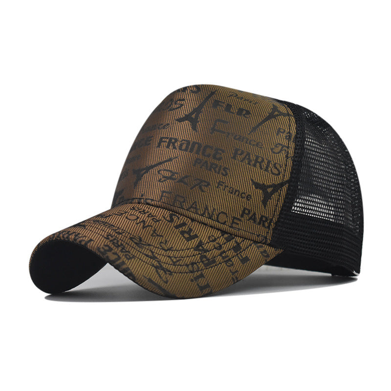 Men's Paris Embroidered Baseball Cap Mesh Hip Hop Trucker Sun Hat