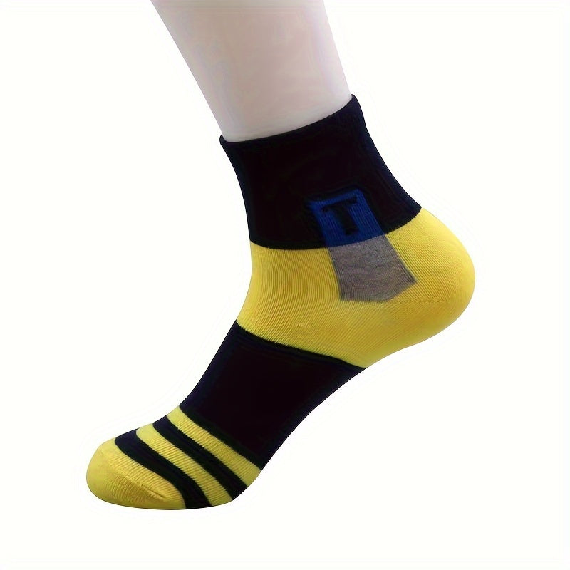 5 Pairs Striped Pattern Socks, Breathable, Comfortable, Outdoor Casual Socks