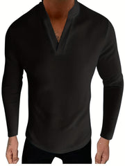Men's V Neck Fitness Tshirt Sports Long Sleeve Top
