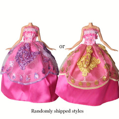 5pcs Doll Wedding Gowns & Party Dresses Polyester