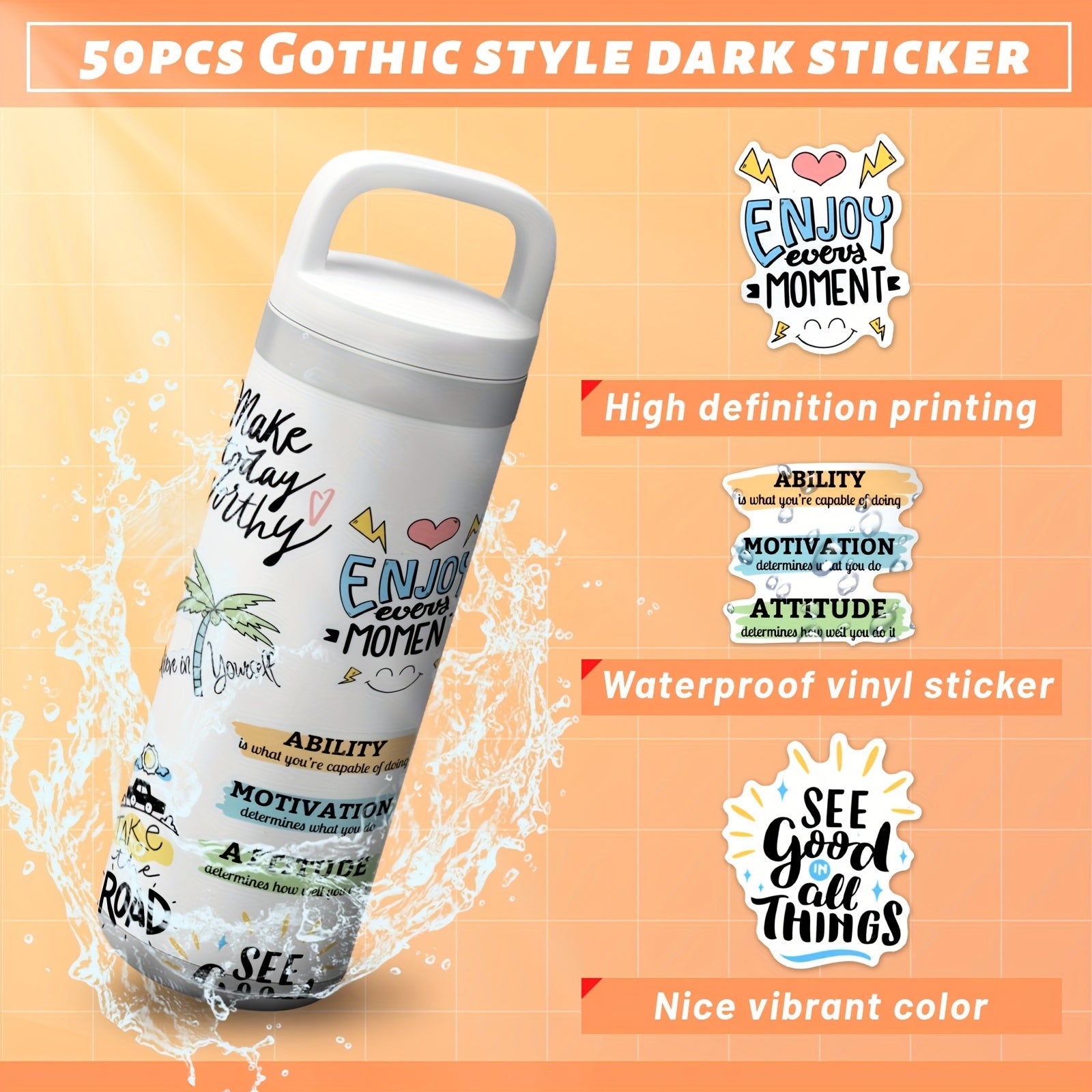 50pcs Inspirational Scrapbook Stickers Motivational Class Stickers