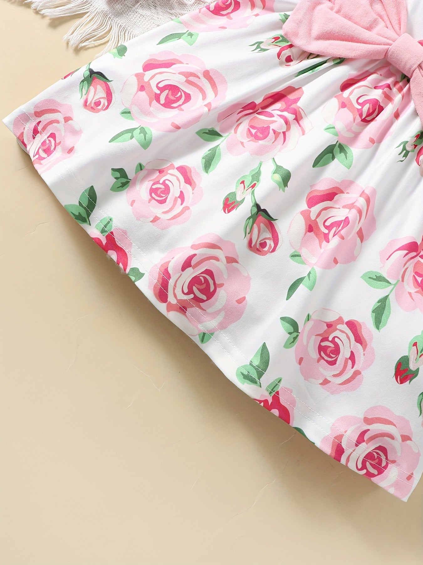 Baby Girls Casual Rose Print Sleeveless Dress Summer