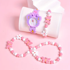 3pcs Butterfly Strap Girls' Cartoon Watch