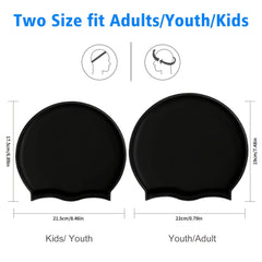Kids Silicone Swim Cap Age 2-12, Long & Short Hair, Durable & Comfortable