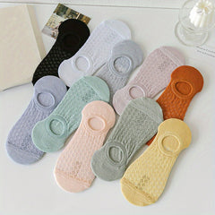 10 Pairs Sports Ankle Socks for Women Hollow Out Low Cut Stockings