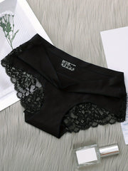 4pcs Lace Briefs Comfy Scallop Trim Panties Women's Lingerie