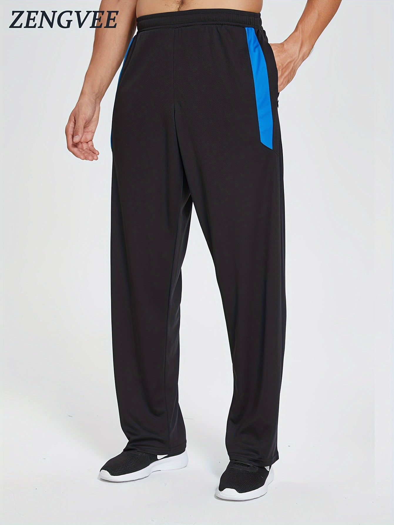 ZENGVEE Men's Elastic Waist Pocket Pants