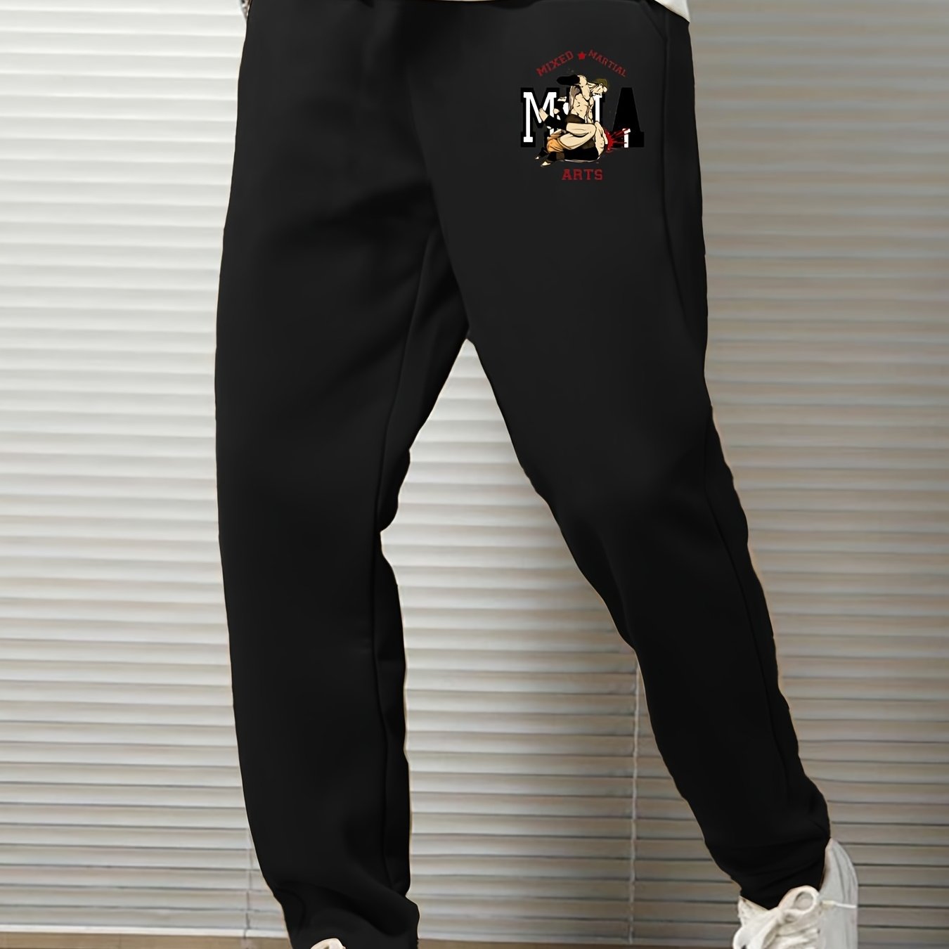 Cartoon Print Men's Sweatpants Casual Solid Drawstring Sweatpants