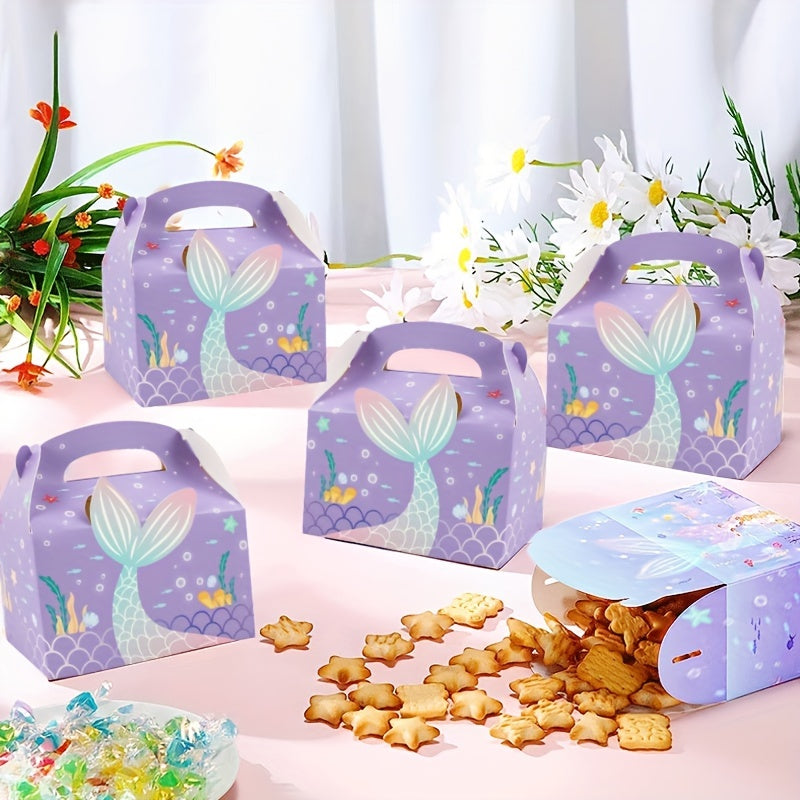 5pcs Mermaid Handbag Party Gift Box Mermaid Tail Pattern Packaging
