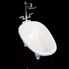 Dollhouse Mini Bathtub with Showerhead for Display and Home Decor